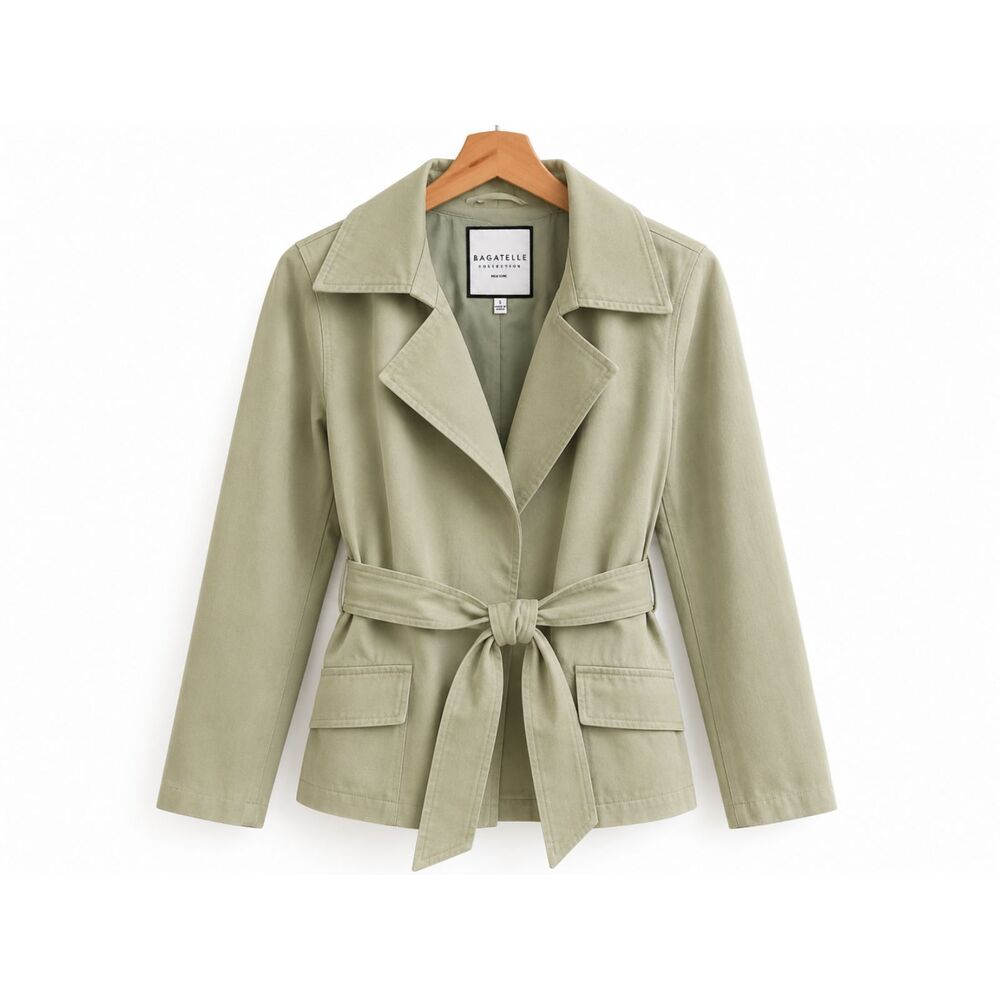 Bagatelle Collection Sage Green Belted Utility Jacket Size Small | Lightweight T